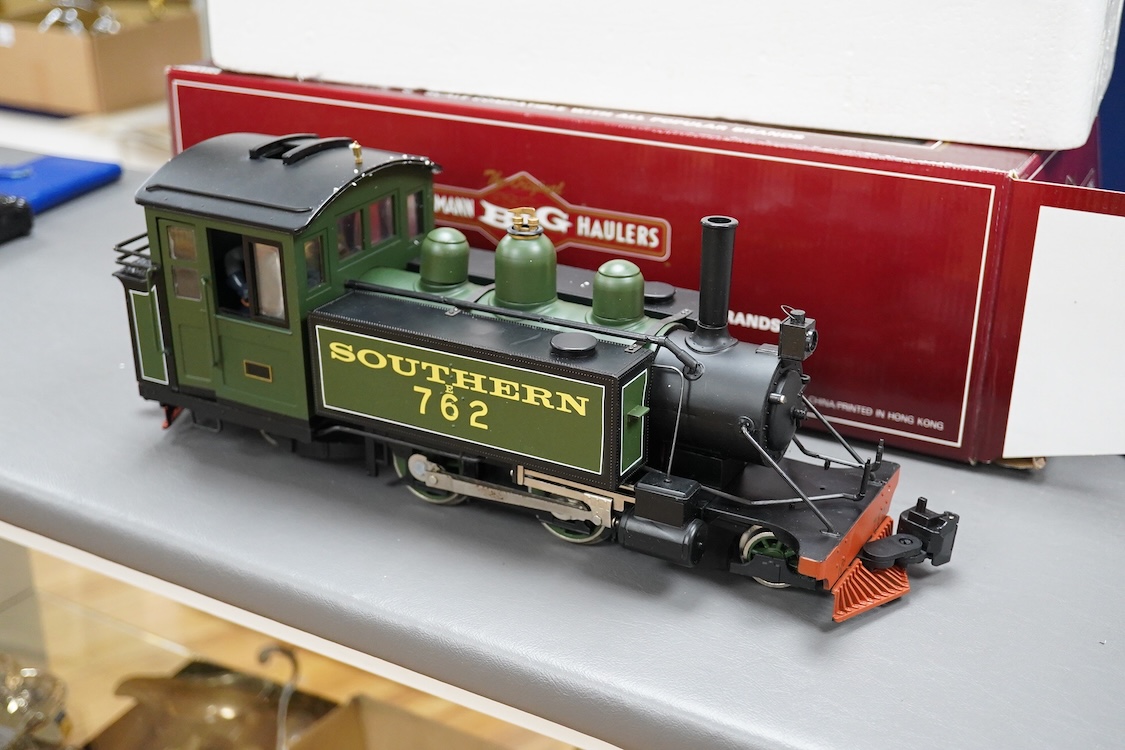 A boxed Bachmann Spectrum (Bachmann Big Haulers) G scale railway Lyndon & Barnstaple 2-4-2T Baldwin tank locomotive, Lyn